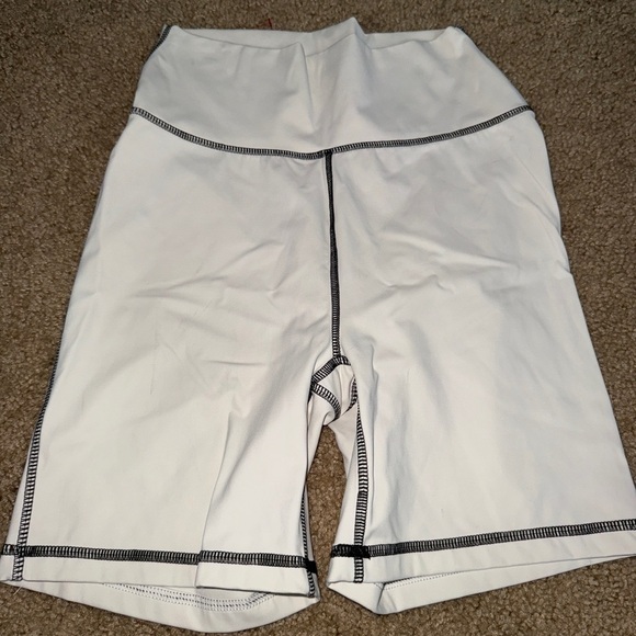 WeWoreWhat Pants - WeWoreWhat White Bike Shorts with Black Accents